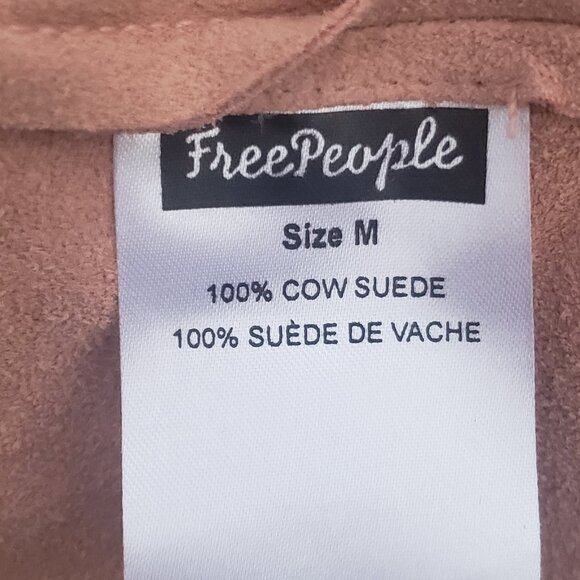 Free People Retro Love Pink Suede Shift Dress V Neck Sleeveless Pockets Medium - Picture 10 of 10